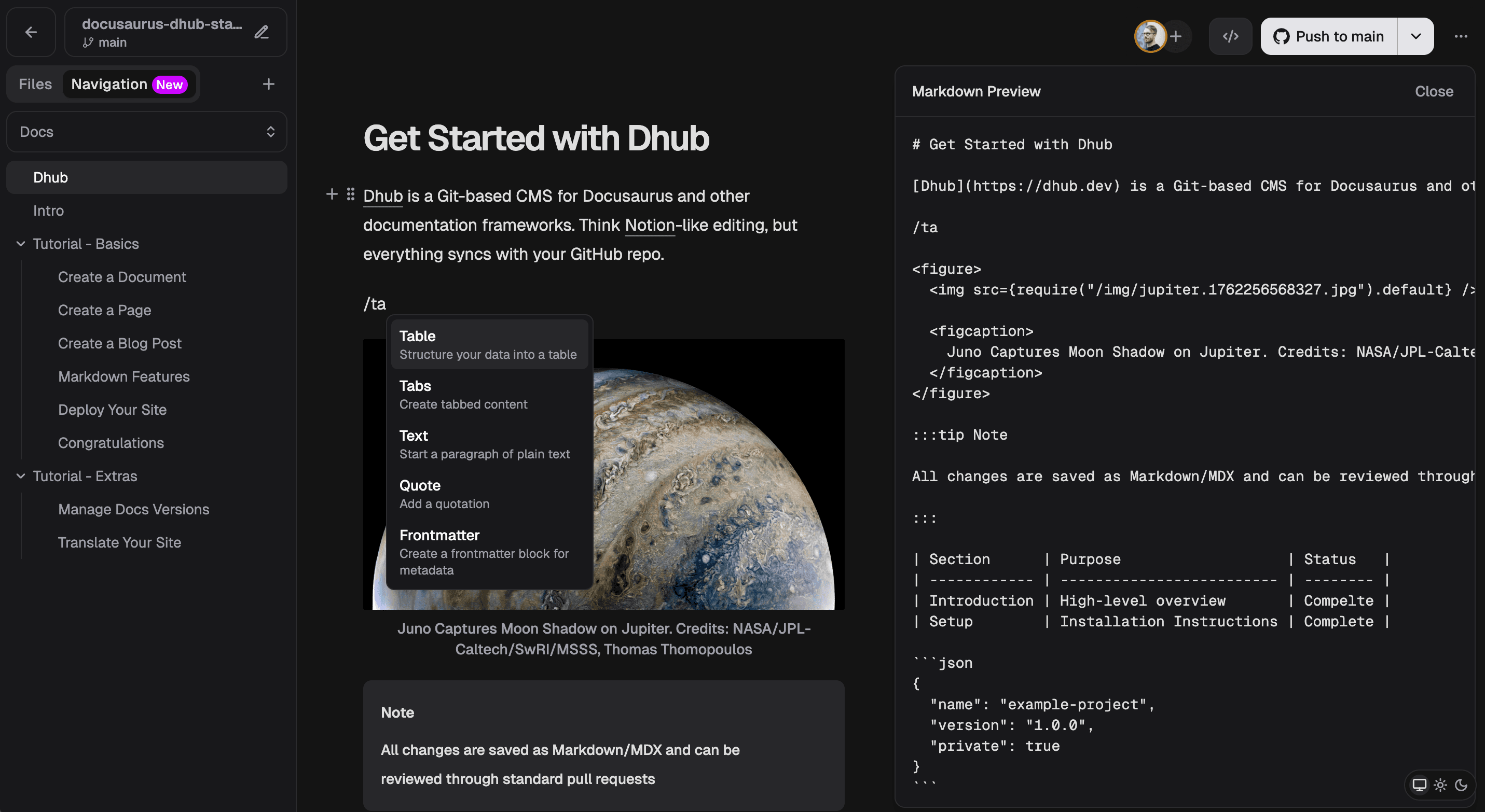 Dhub visual editor demo