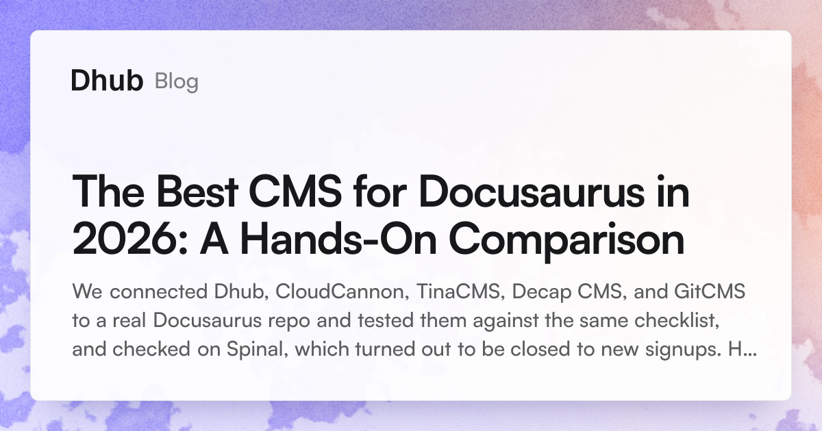 The Best CMS for Docusaurus in 2026: A Hands-On Comparison | Dhub